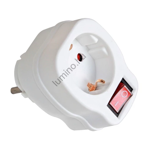 1 utas adapter + kapcsoló, fehér / 1 way adapter with switch, white
