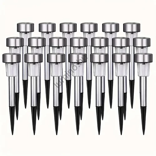 24 db leszúrható napelemes inox LED kerti világítás, hidegfehér, 30 cm magas