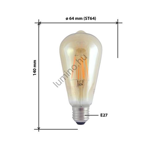 BC LED Filamentdekor izzó GOLD 8W E27 LED 2000K 109-ST64