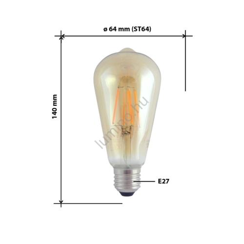 BC LED Filamentdekor izzó GOLD 8W E27 LED 2200K 109-ST64