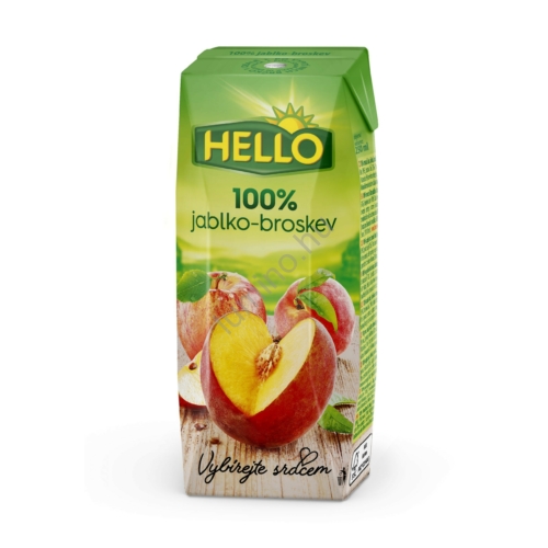 HELLO 100% rostos barack-almalé, szívószálas, cukormentes 250 ml