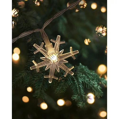 Hópelyhes LED Fénygirland, 20 LED, Meleg Fehér, Elemes, 2,2 m
