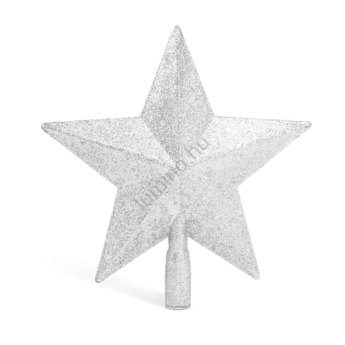 Karácsonyfa csúcsdísz - csillag alakú - 20 x 19 cm - ezüst