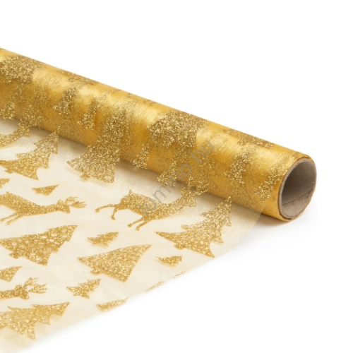 Karácsonyi asztalterítő futó - arany - 180 x 28 cm