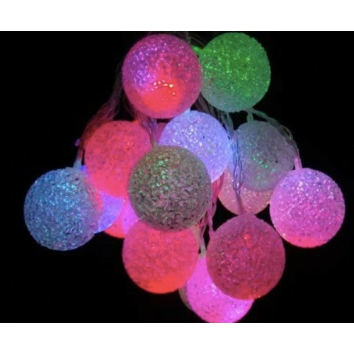 LED dekoráció gömbös fényfüzér 10 LED - színes