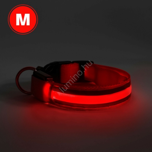 LED-es nyakörv - akkumulátoros - M méret - piros
