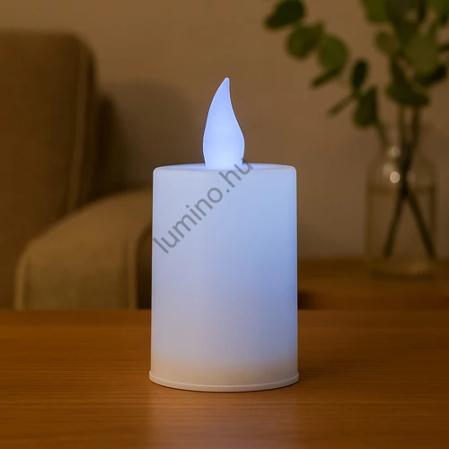 LED mécses fehér gyertya - fehér láng - elemmel