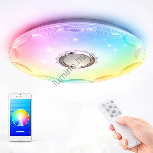 LED mennyezeti lámpa RGB 48w Bluetooth hangszóróval, távirányítóval, dimmelhető,