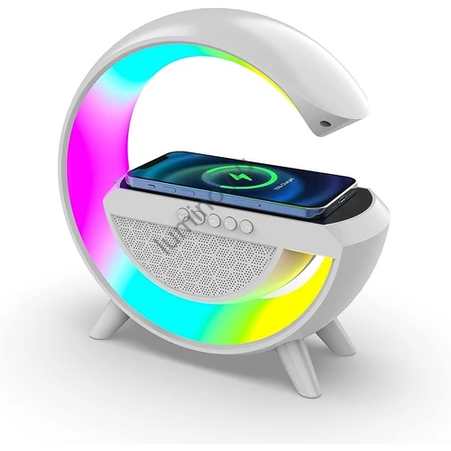 Multimédiás bluetooth hangszóró, vezeték nélküli QI töltőpad, RGB, LED relax lám