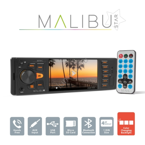 Multimédiás fejegység "Malibu Star" - 1 DIN - 4 x 50 W - BT - MP3 - USB