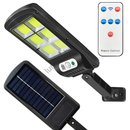 Napelemes kültéri LED lámpa 96 LED mozgásérzékelővel, távirányítós reflektor
