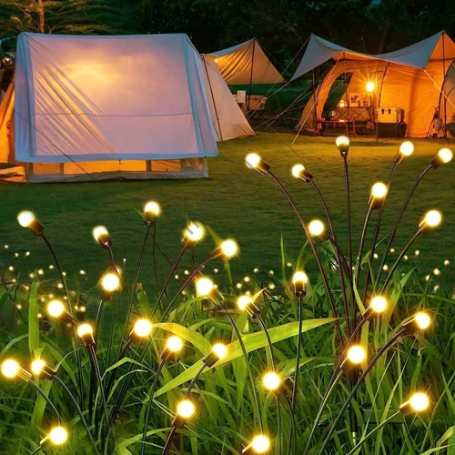Napelemes szentjánosbogár 2 db x 10 LED Golyós Dekor, Melegfehér Fény, Alkonyérz