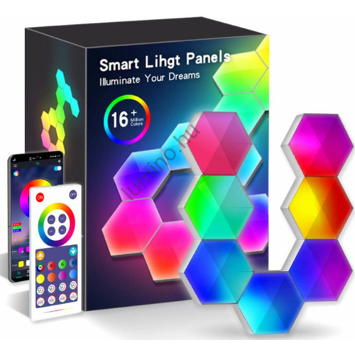 Okos Hexagon Színes (RGB) Fali Lámpa (6 db)
