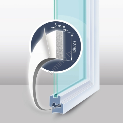 Öntapadós ajtó- ablakszigetelő habszalag - 6 m - fehér 10 mm