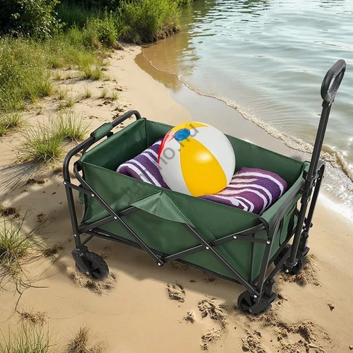 Összecsukható zöld kerti strandkocsi masszív, nagy teherbírással, minden terepre Összecsukható zöld kerti strandkocsi masszív, nagy teherbírással, minden terepre