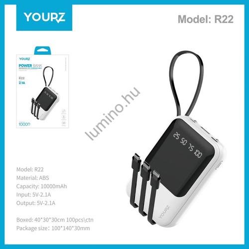 Power Bank Digitális Kijelzővel 8000 mah, Type-C, iPhone, micro USB