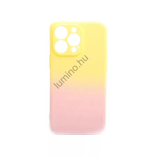 Színátmenetes sárga-rózsaszín gumis TPU tok iPhone 13 Pro TJ