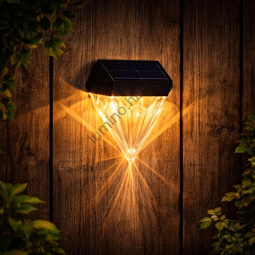 Szolár fali lámpa LED, kültéri világítás, 3200K, IP44, automata