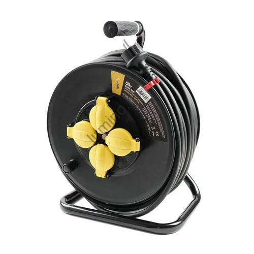 Technik ipari kábeldob 50m, 4 aljzat, 16A, IP44, kábel H07RN-F 3x1,5mm2