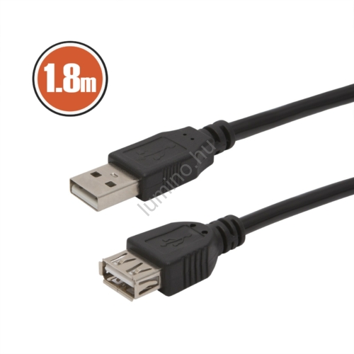USB hosszabbító A aljzat - A dugó 1,8M fekete