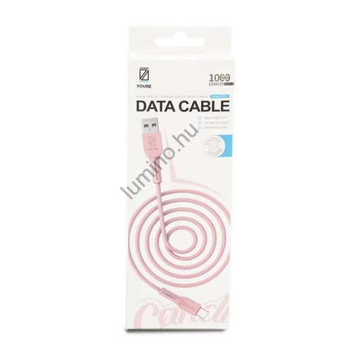 Yourz töltő és adatkábel 100cm typeC Pink