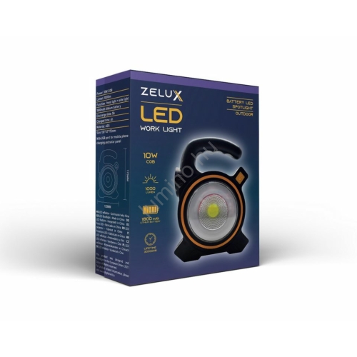 Zelux 10W akkumulátoros napelemes reflektor