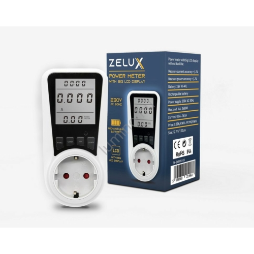 Zelux digitális Fogyasztásmérő költségszámítás funkcióval LCD kijelzős