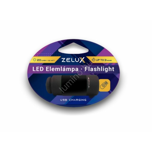 Zelux Led USB tölthető Elemlámpa 0,5W Fekete