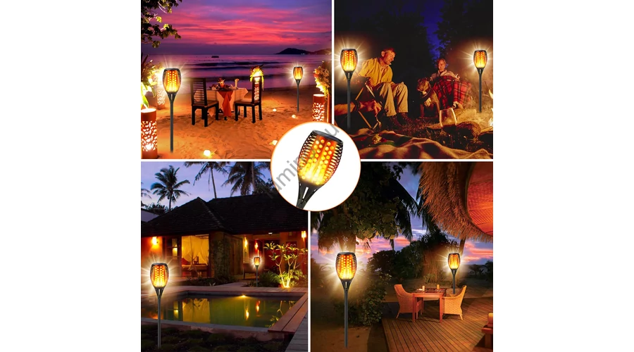 Óriás napelemes kerti tiki fáklya