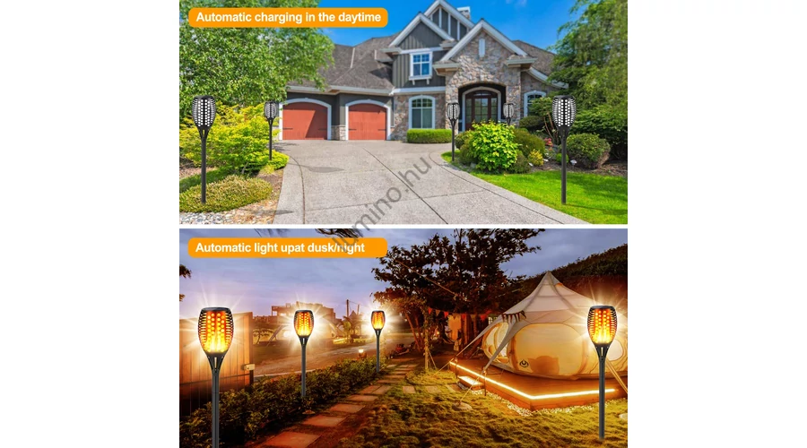 Napelemes tiki fáklya működés közben